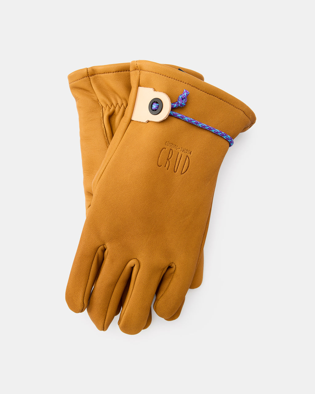 Leather winter gloves with wool lining and paracord fit