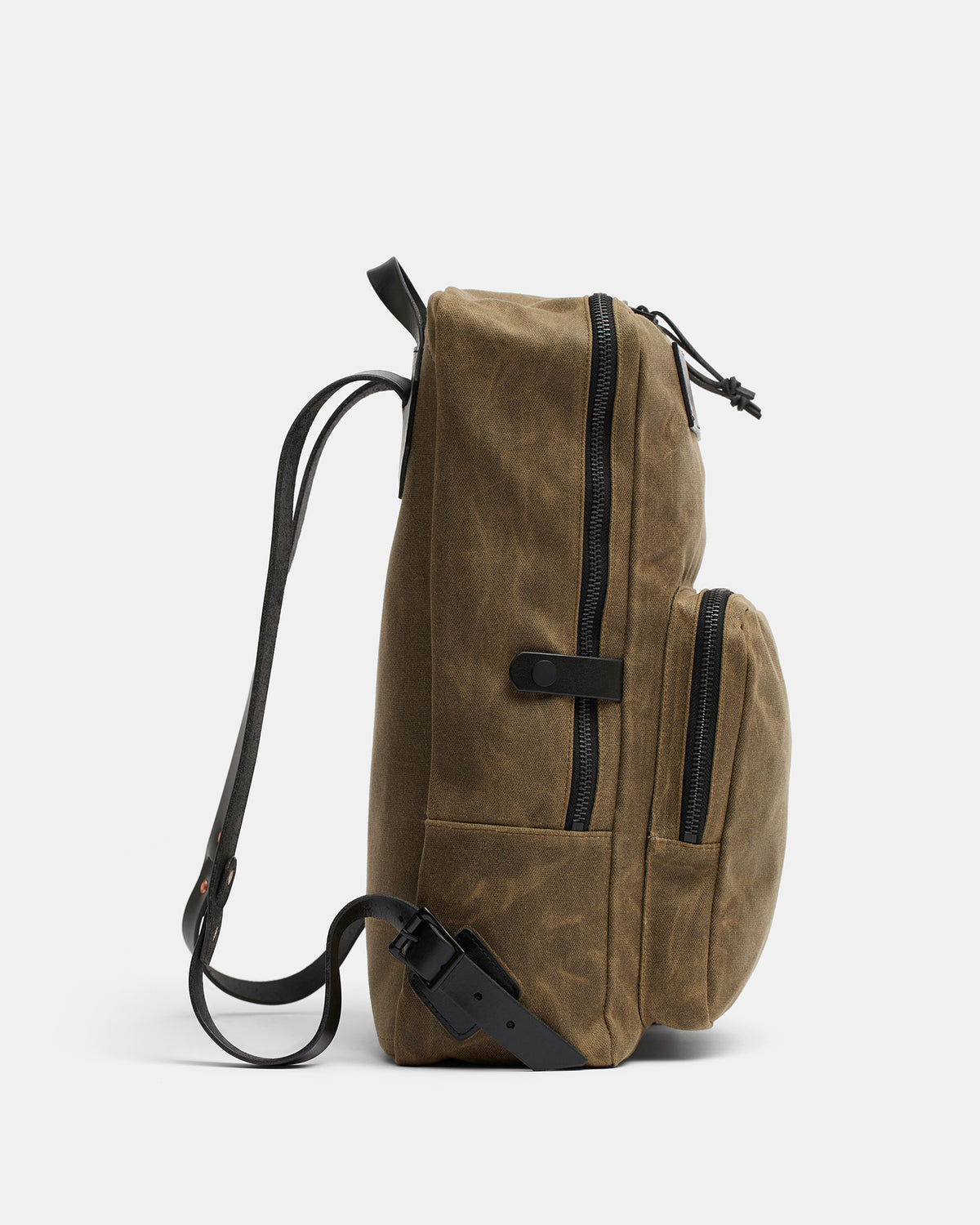 Nova Swedish-made backpack in natural waxed cotton canvas side