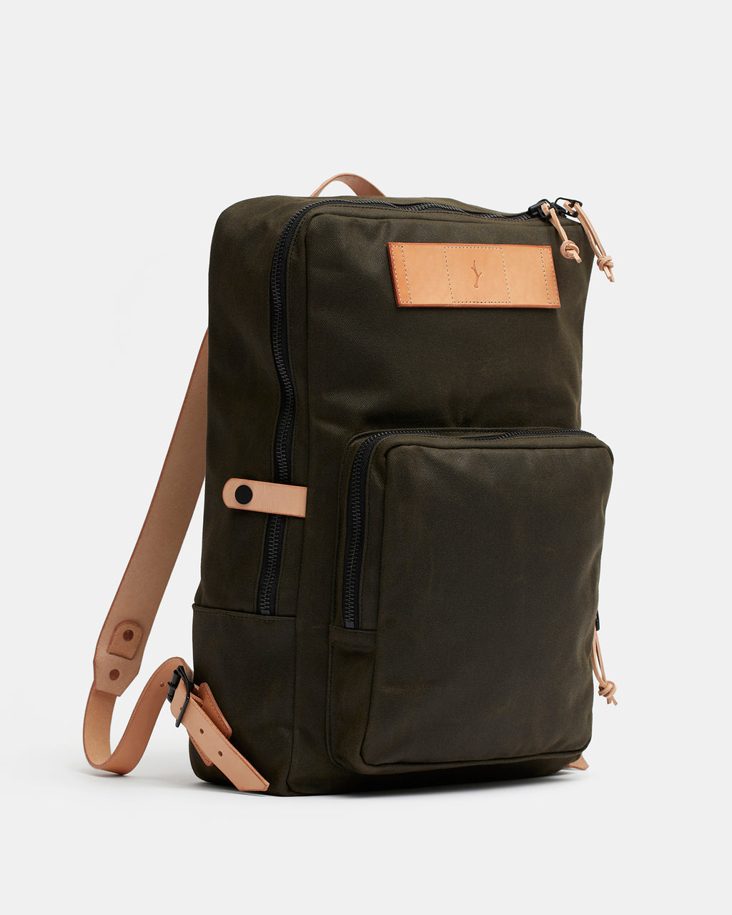 Nova Backpack Natural in waxed canvas with leather straps