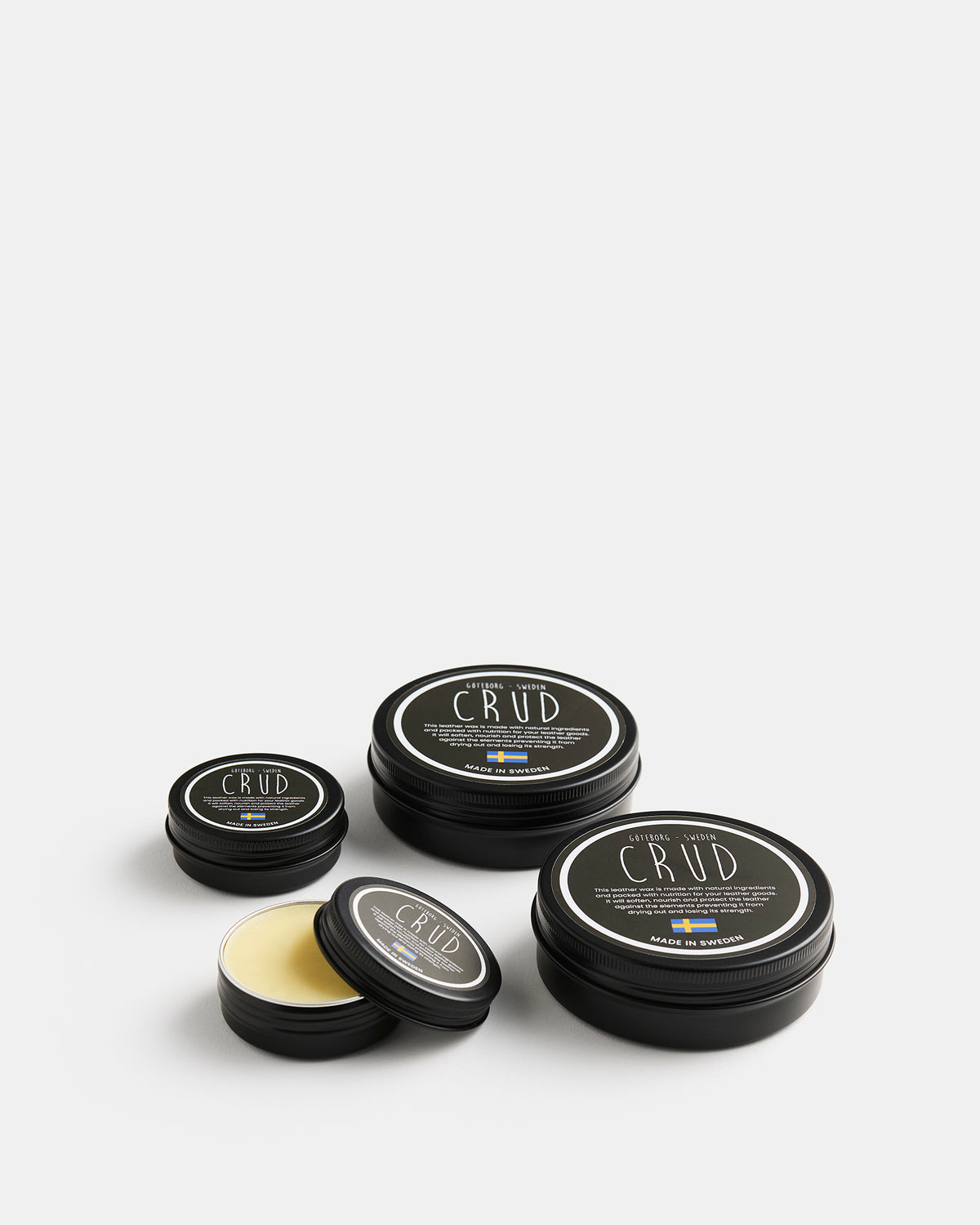 Crud leather conditioner made with natural beeswax, fats and oils