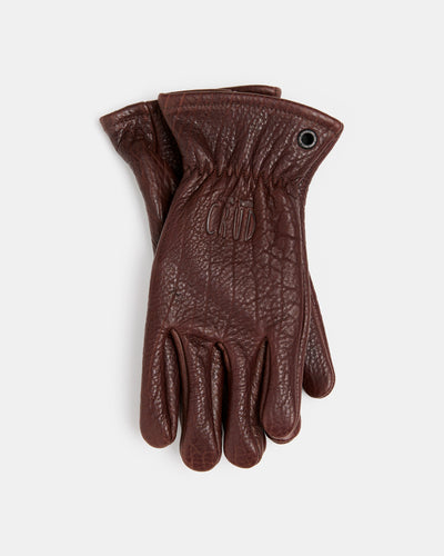 Gjöra Bison leather gloves in mahogany brown American bison leather