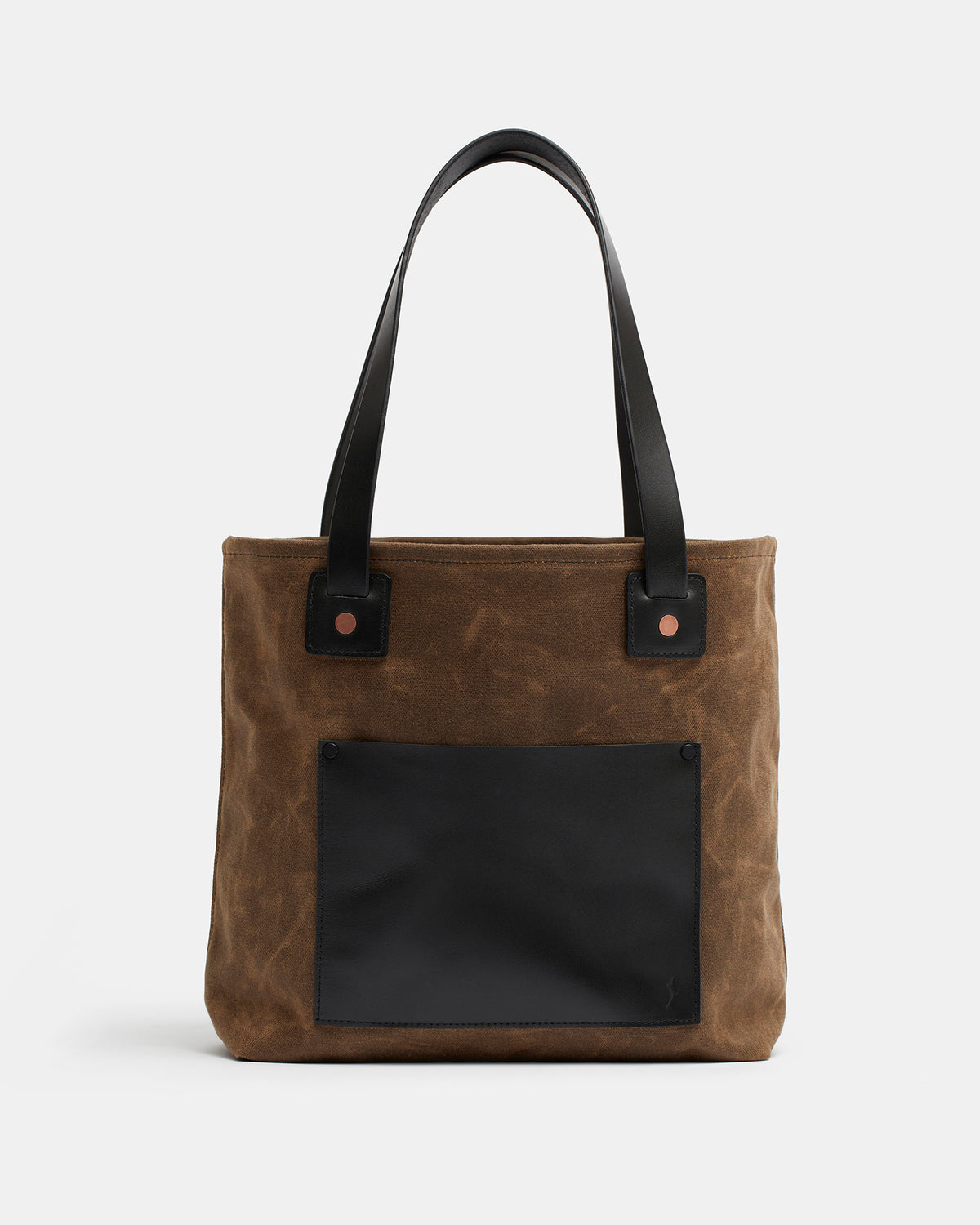 Göta black tote bag in 18 oz waxed cotton canvas and Tärnsjö leather front