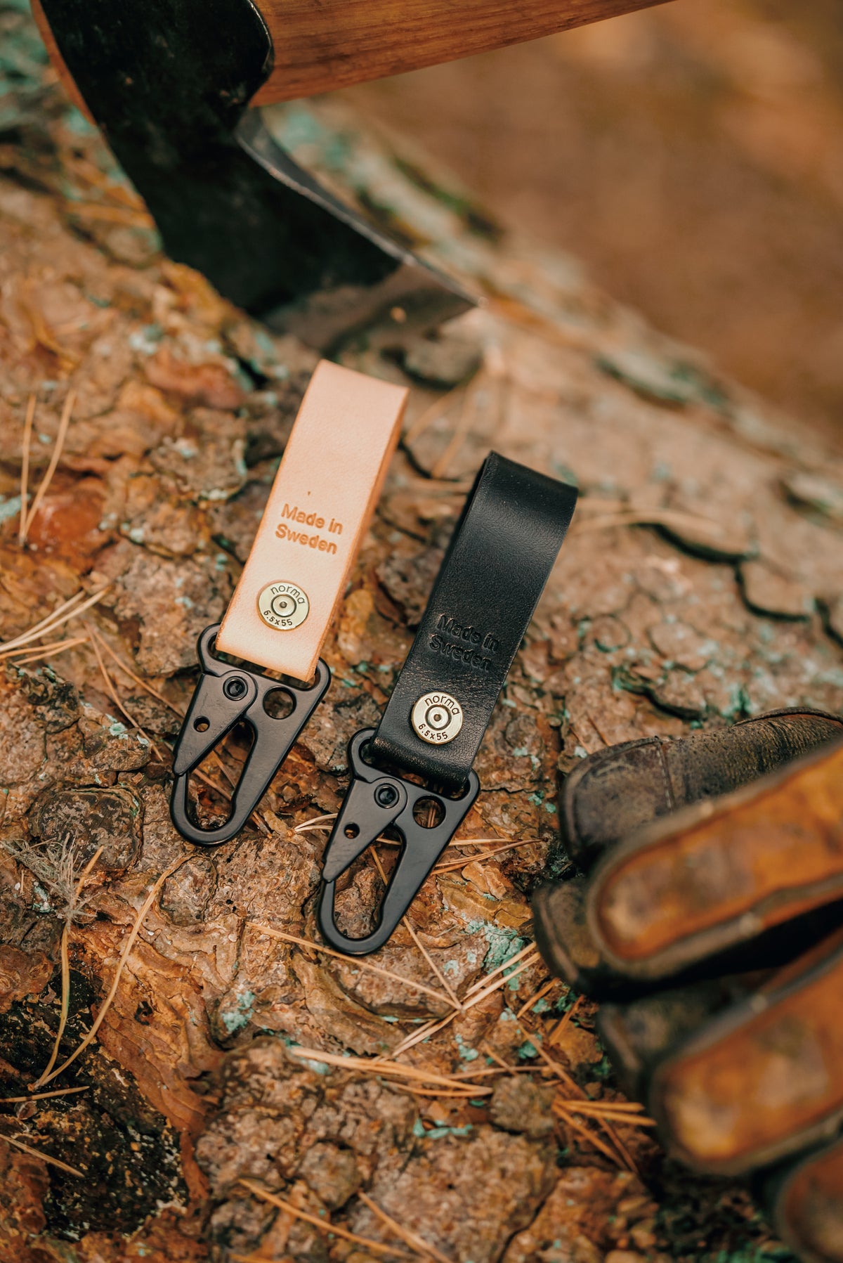 Hunter's Edition leather keychain inspired by Scandinavian hunting heritage