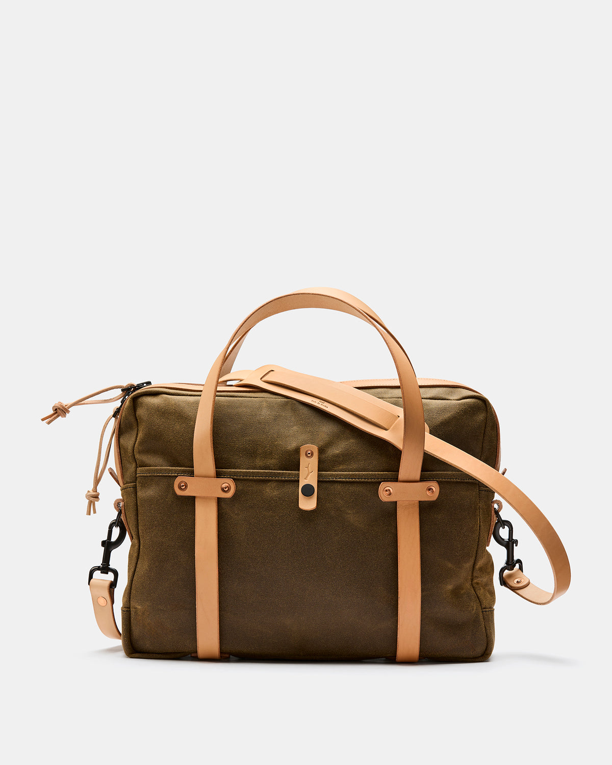 Alta briefcase in natural waxed canvas with Tärnsjö leather details
