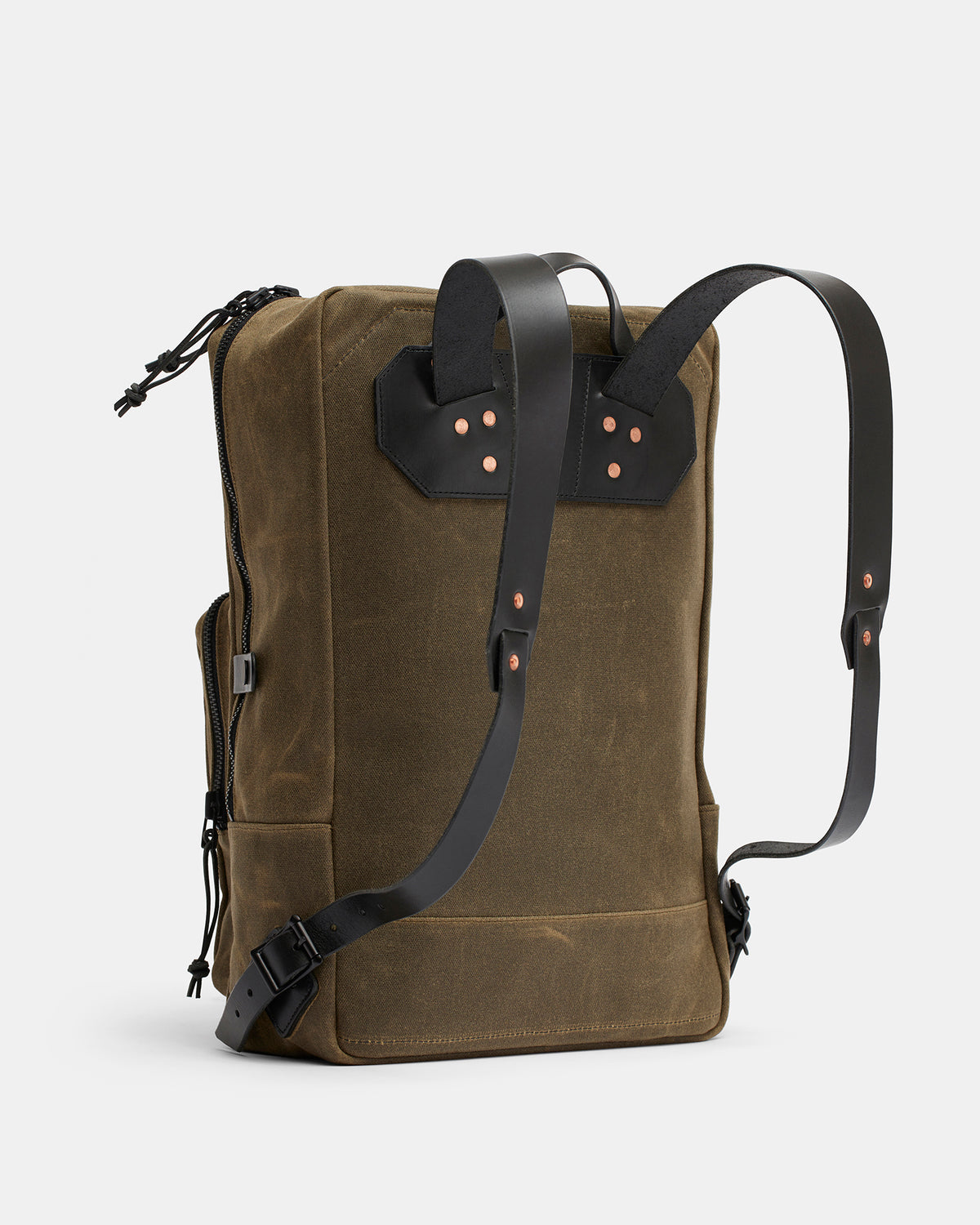 Nova waxed canvas backpack with heavy leather shoulder straps