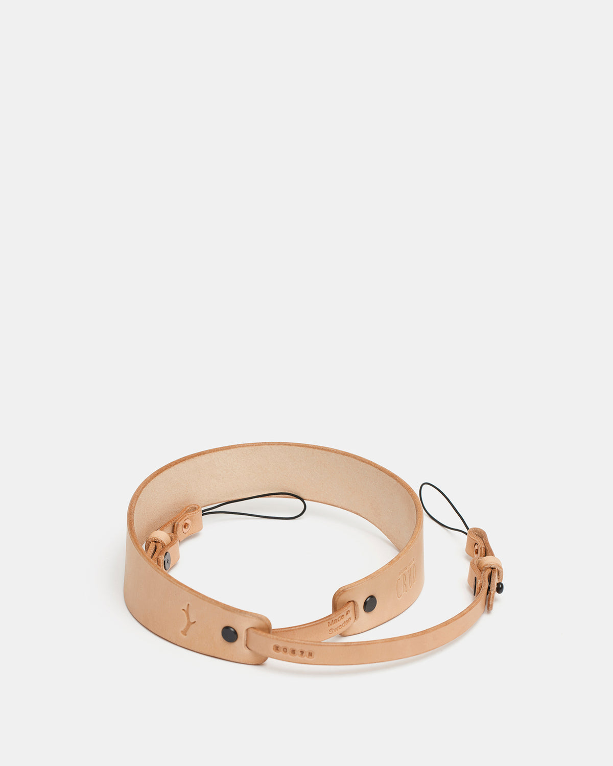Durable leather camera strap with solid brass and copper rivets