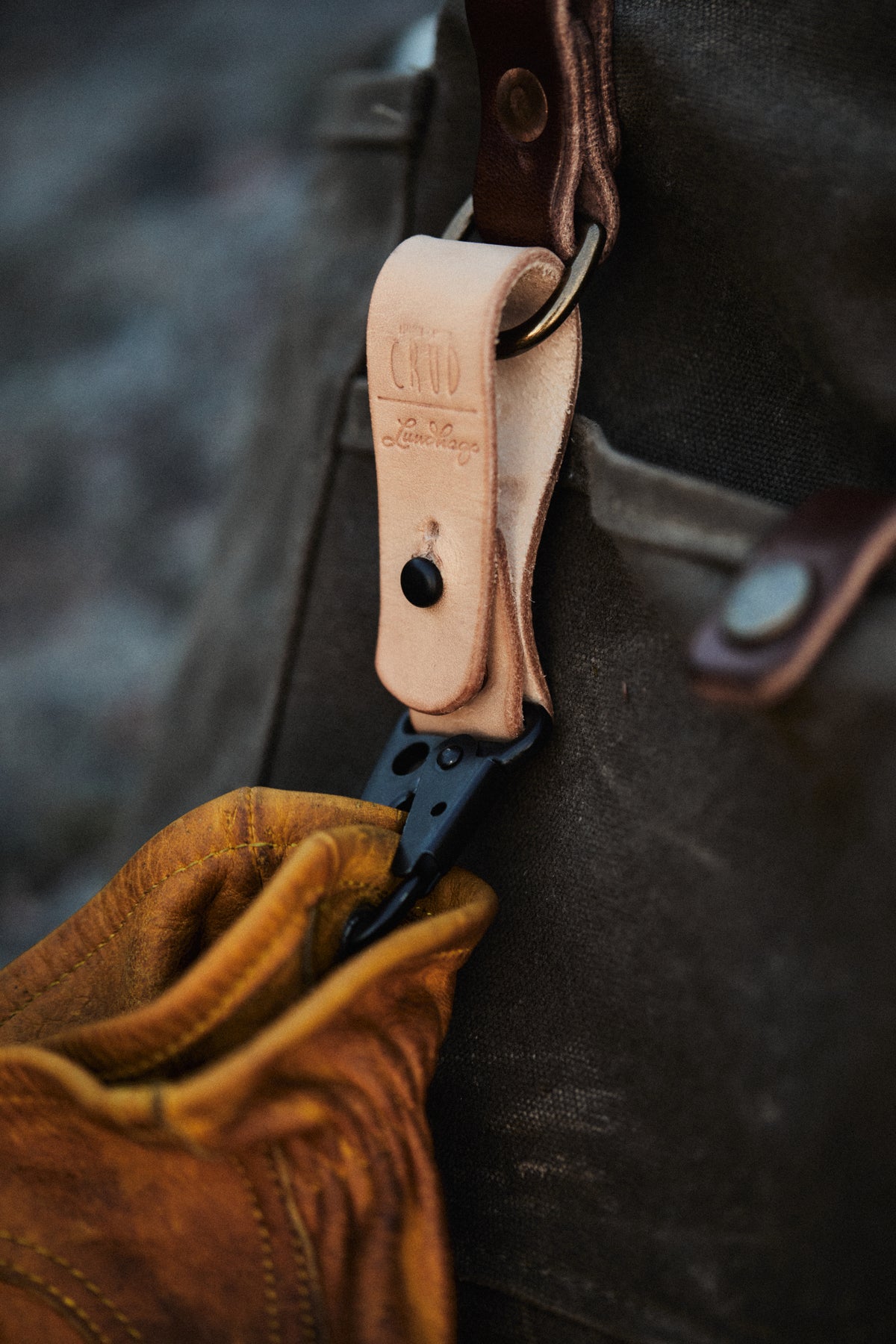 Swedish-made leather keychain for securing keys or gloves