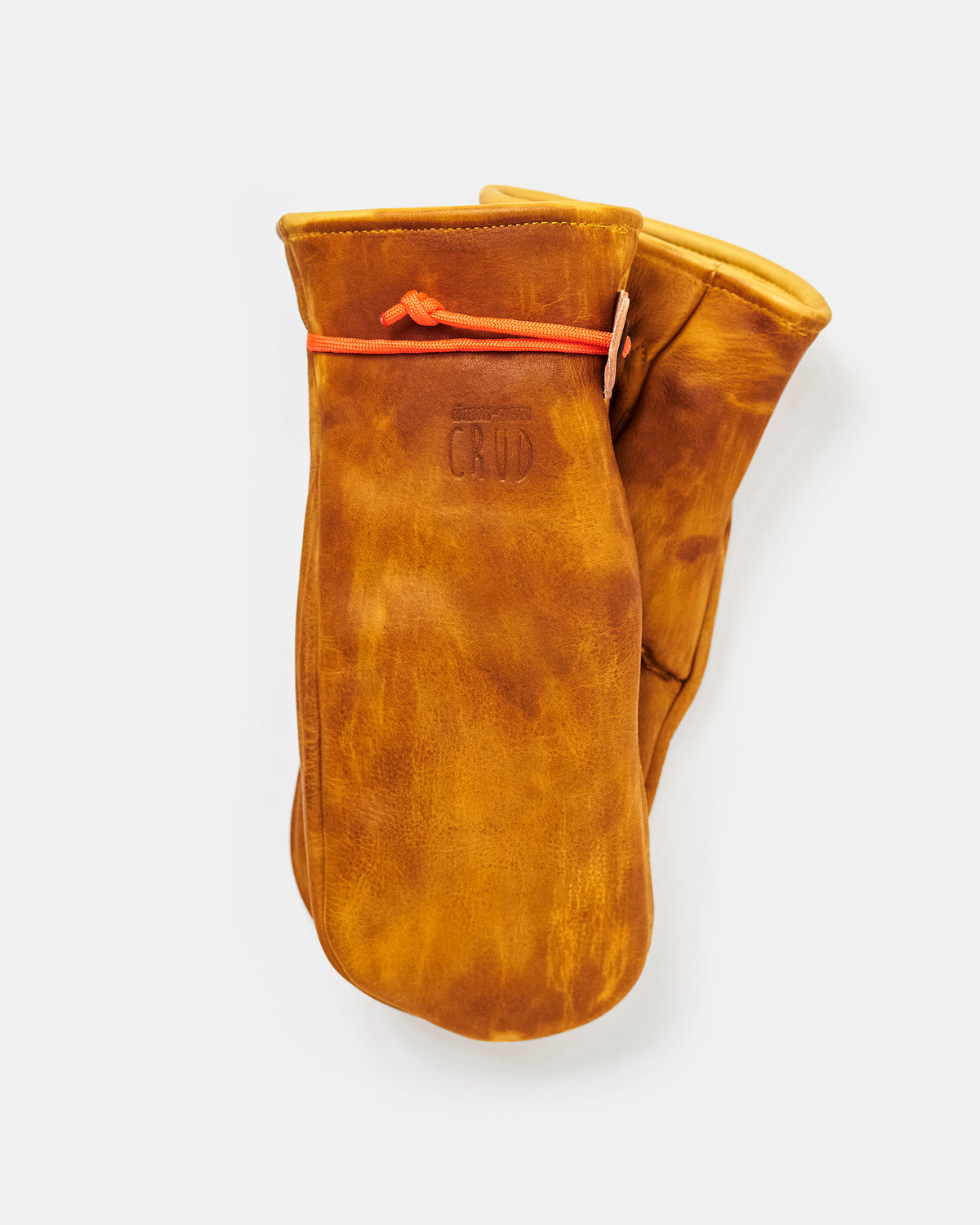 Mitsuhiko yellow Thinsulate-lined leather mittens, front view